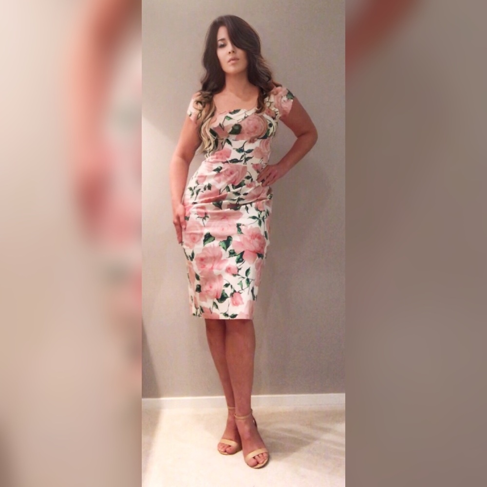 Floral pencil wiggle dress Vintage style - pretty dress co